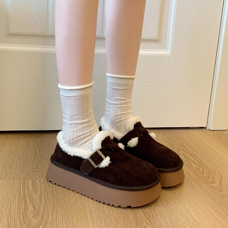 Women's belt buckle padded plus size fur winter warm snow boots waterproof ankle boots non-slip hiking mountaineering sports cotton  boots