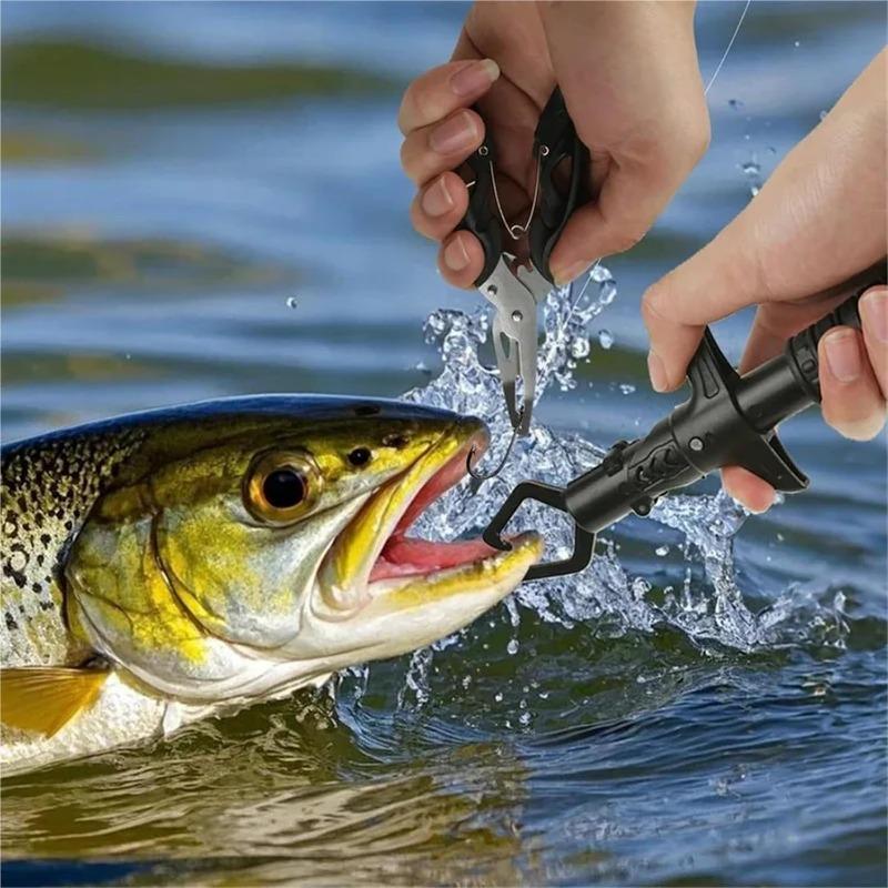 Professional Multifunctional Fishing Pliers Tool Set with Hook Remover, Split Ring Pliers, Built-in Tape Measure and Line Cutter, All-in-one Fishing
