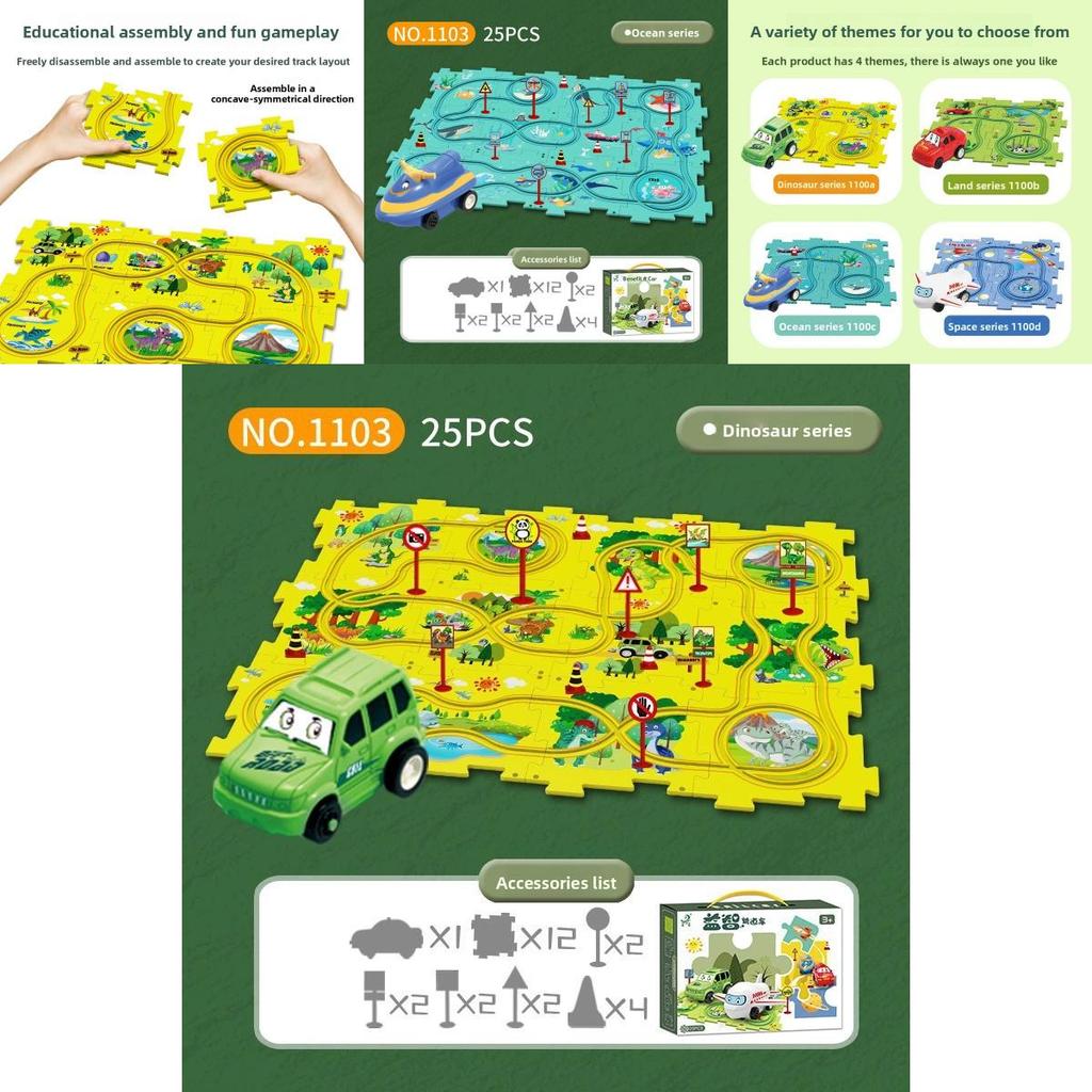 Childrens Diy Puzzle Track Car Set Toy For Creative Play Gift