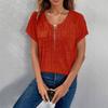 Women's Spring and Summer Zipper Short Sleeve Fake Pocket Pullover T-shirt Loose Top