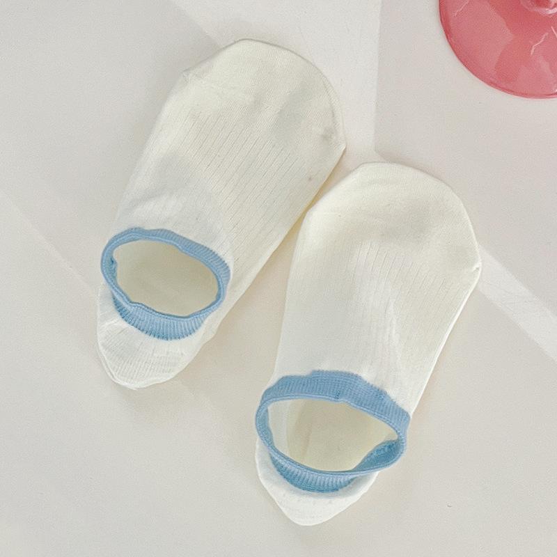Female Summer Thin Color Matching Shallow Mouth Invisible Non Slip Heel Socks