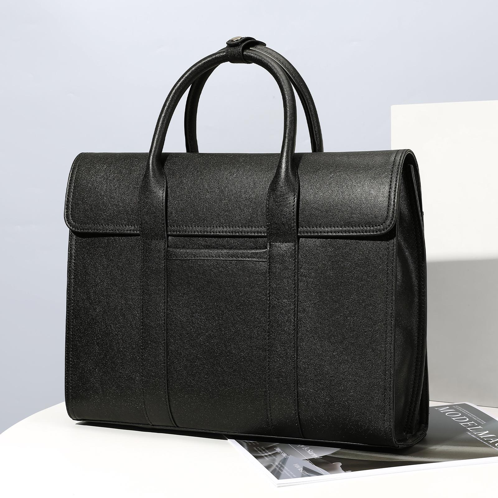 Leather Men s Business Laptop Bag - Large Capacity Handheld Laptop Bag - Trendy Briefcase for Men чёрный