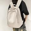 Soft Leather Schoolbag Solid Color Student Backpack Women's Large Capacity Backpack Men Computer Travel Backpack