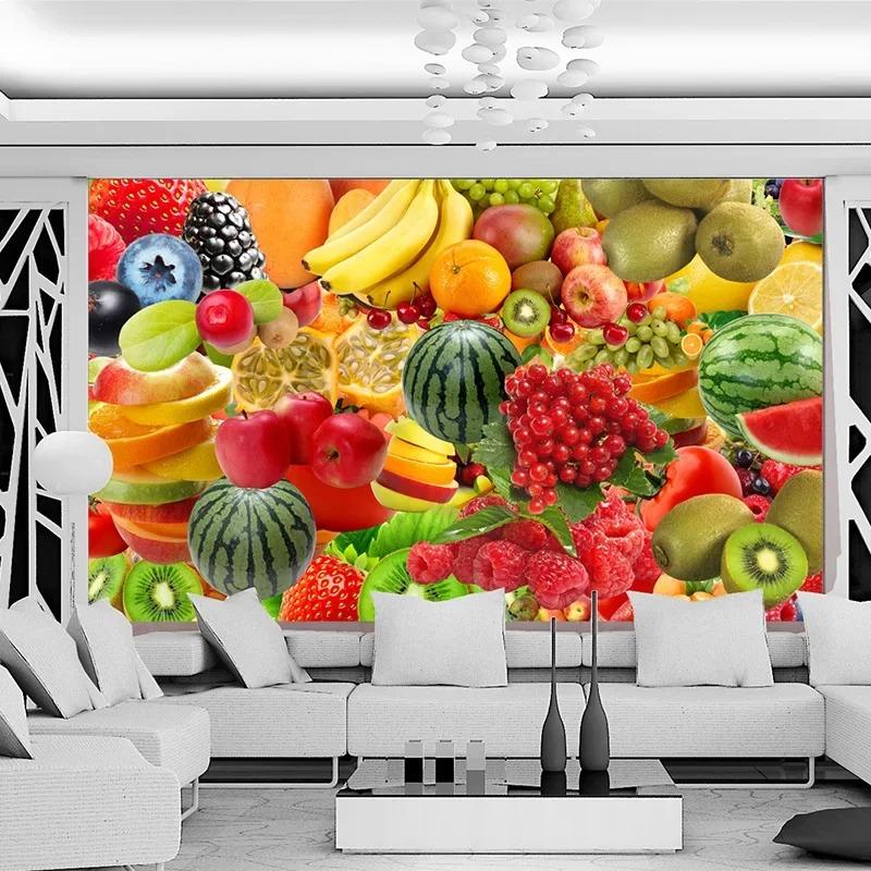 Papier Peint Moderne 3d Stéréo Photo de Fruits Papier Peint Cuisine Magasin de Fruits Fond Décor Mural