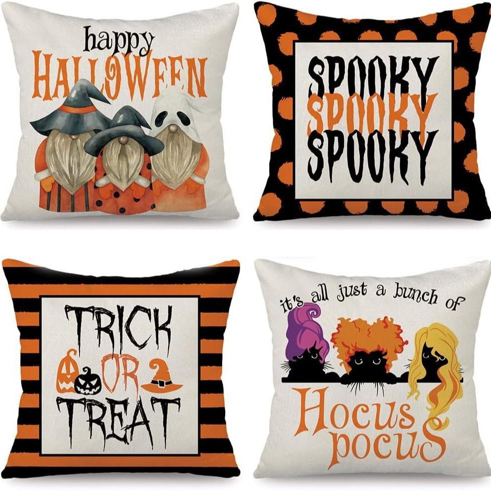 Neue Halloween Dekoration Zuhause Leinen Kissenbezug Lustiger Kürbiskopf Sofa Kissenbezug Kombination