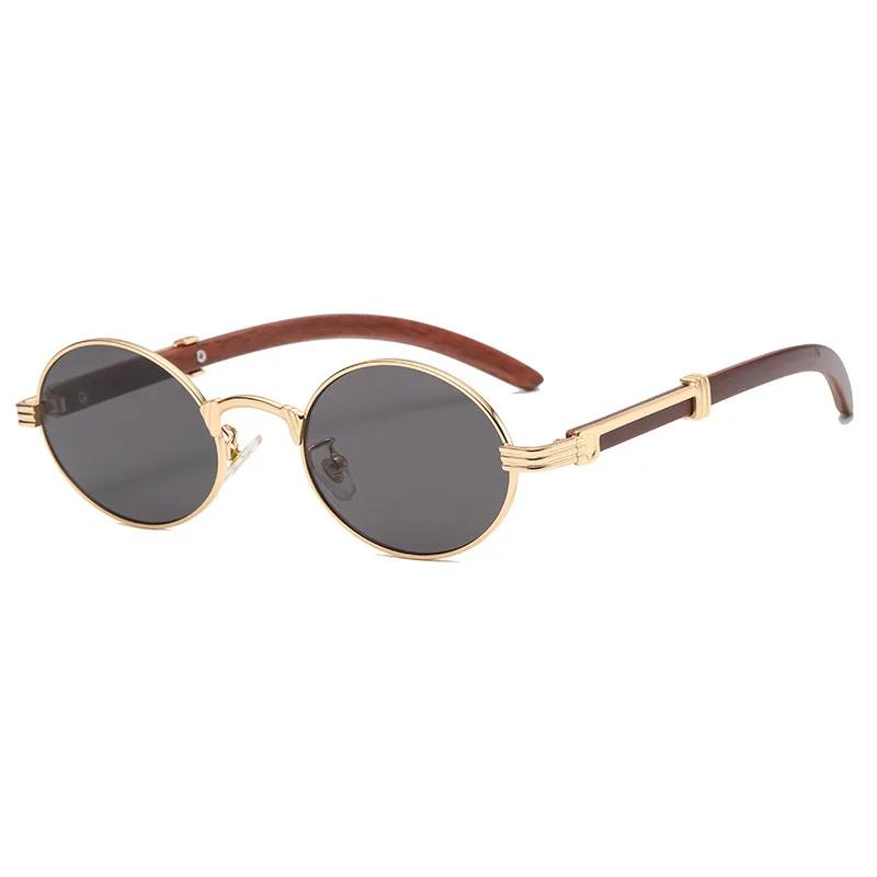 Luxury Brand Designer Glasses Man Retro Classic Round Oval Sunglasses Men Travel Wooden Shades Lentes  Hombre Oculos