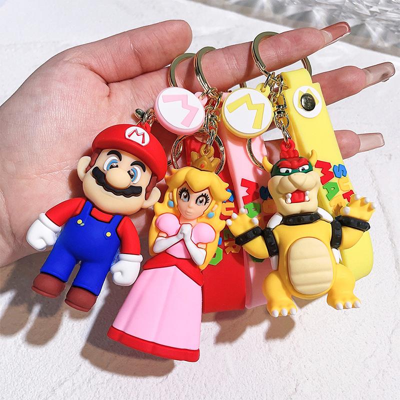 Anime Super Mario Bros Keychain Cute Cartoon Mario Luigi Car Keychain Backpack Keyring Ornament Pendant Gifts Unisex