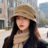 Podzimní a zimní manšestrový rybářský klobouk Dámský nový jeden klobouk Více způsobů nošení Klobouk s plochým vrškem Ležérní univerzální Teplý baret Trend