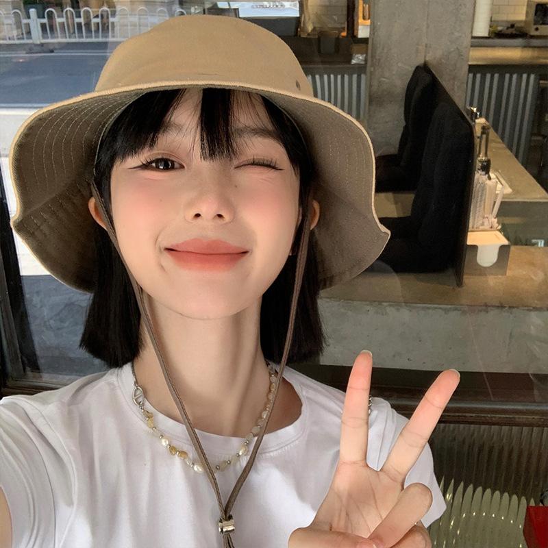 Vintage western cowboy hat children summer outdoor camping shading sun protection mountaineering hat drawstring sun hat bucket hat