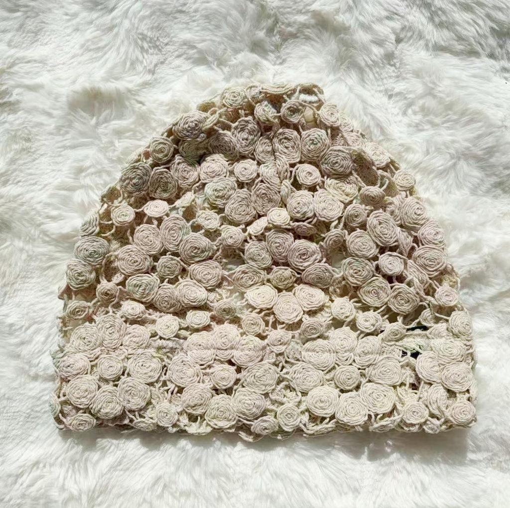Damen Japanische Blumige Durchbrochene Lässige Mütze - Dünne Süße Cloche für Frühling/Sommer