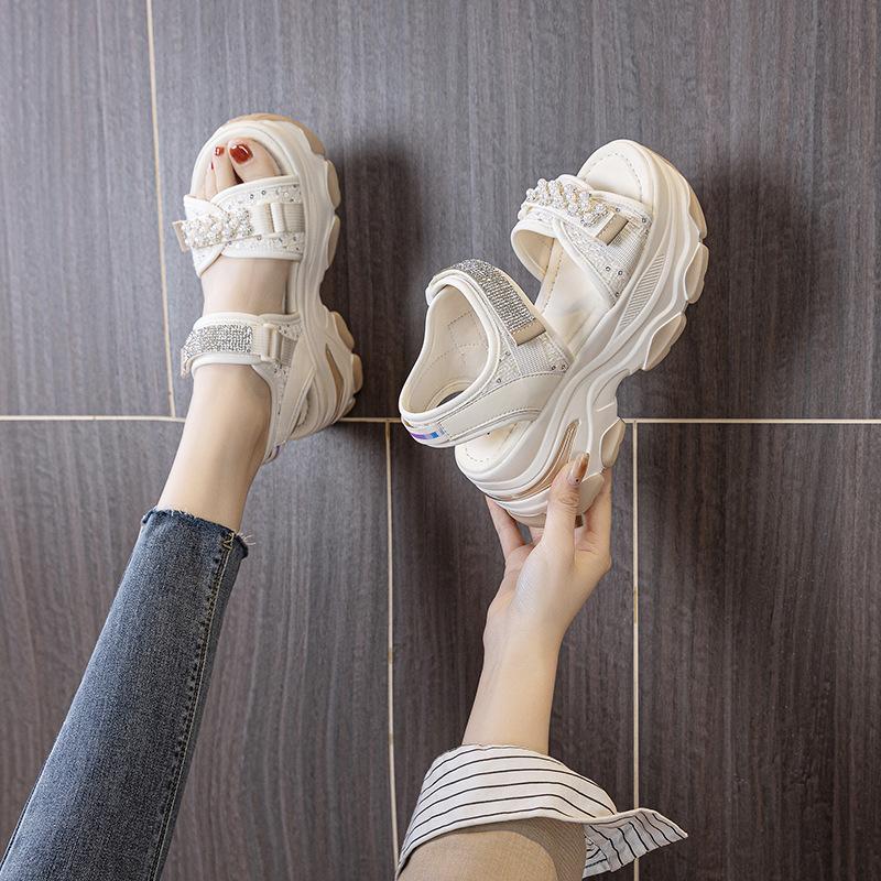 Fashion 2025 New 7cm Air Mesh Breathable New Women Sandals Comfy Shoes Fashion Summer Fish Toe Platform Wedge High Hidden Heels Ladies