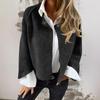Women's Casual Fashion Solid Color Round Neck Long Sleeved  Short  Jacket