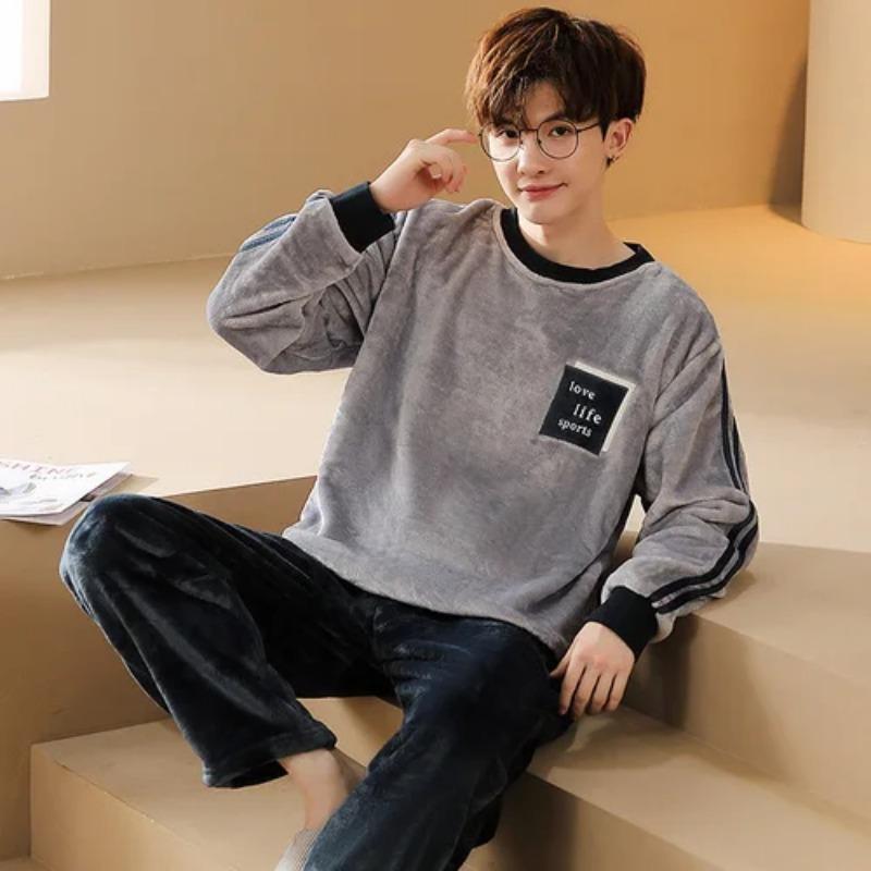 Pyjamas für Herren Lässige Flanell-Pyjama-Sets Hausanzug Winter Warm Pyjamas Männliche Nachtwäsche