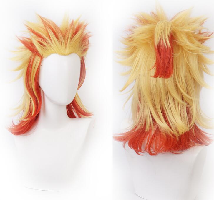 

Аниме 45 см Demon Slayer Kimetsu no Yaiba Rengoku Kyoujurou парик косплей костюм термостойкие волосы для мужчин и женщин парики для ролевых игр 45CM оранжевый