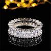 Anello Zircone Arcobaleno Moda Europeo-Americana - Quadrato Pieno di Diamanti, Monocolore, R4573.