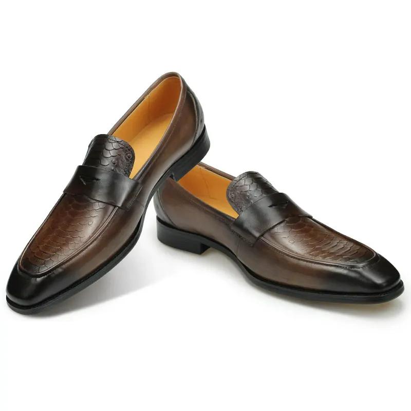 Fashion Trendy Genuine Leather Men Shoes Luxury Slip-On Casual Office Business Shoe High Quality Comfortable Outdoor Leather Male's Shoe