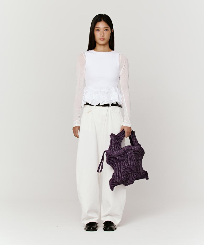 Pleatsmama Big Bow Bag Glitter Deep Purple
