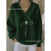 2025 3D Print V-neck Knit Pullover: Versatile Loose Fit Sweater for Autumn/Winter