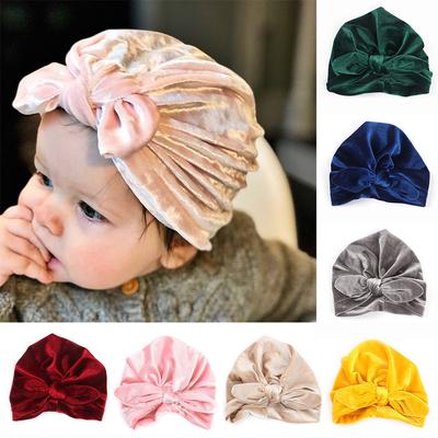 Cappello da neonato con fiocco in velluto, autunno inverno, caldo, colore unito, per neonati, bambini, accessori per la fotografia