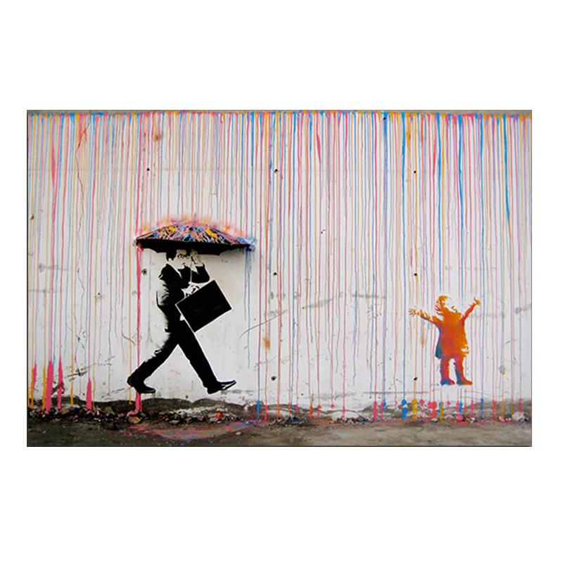 

Бэнкси Арт Граффити Красочные Дождевые принты на холсте Современная картина на холсте Настенные художественные постеры и принты для украшения гостиной 21x30cm No Frame