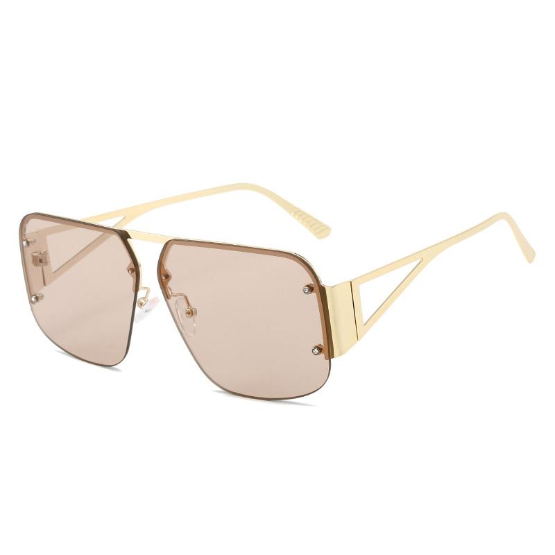 2023 Hot Fashion Pilot Sunglasses, European And American Retro Curtain Half-Frame Versatile Square Sunglasses