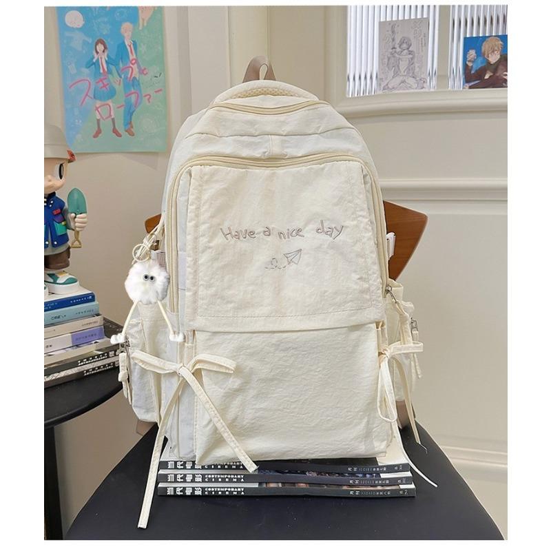 Japanese Style Light Solid Color Backpack Outdoor Travel Large Capacity Backpack Casual Versatile College Student Commuting Schoolbag