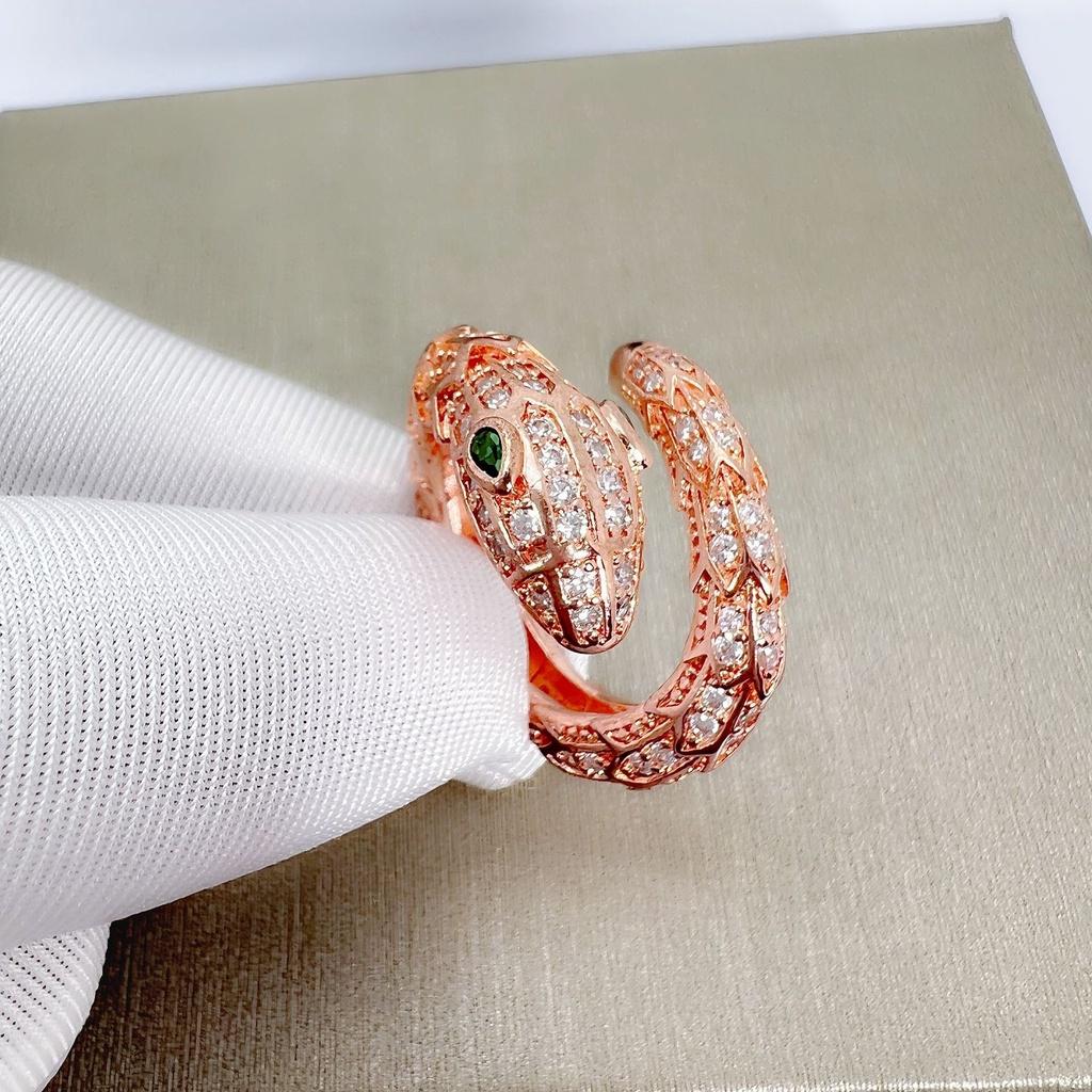 

Charming Snake Ring With Rose Gold Plating And Green Eye Zircon Stone StyleB
