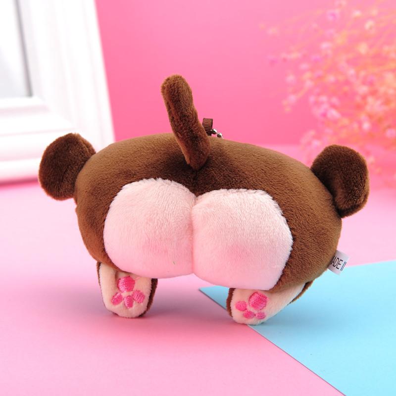 Adorable Corgi Butt Plush Keychain Soft Pp Cotton Animal Toy Key Ring Cute