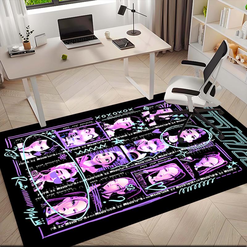 1pc K-Pop themed poster Carpet Rug for Living Room Bedroom Home Sofa Decoration,Kids play Non-slip Floor Mat