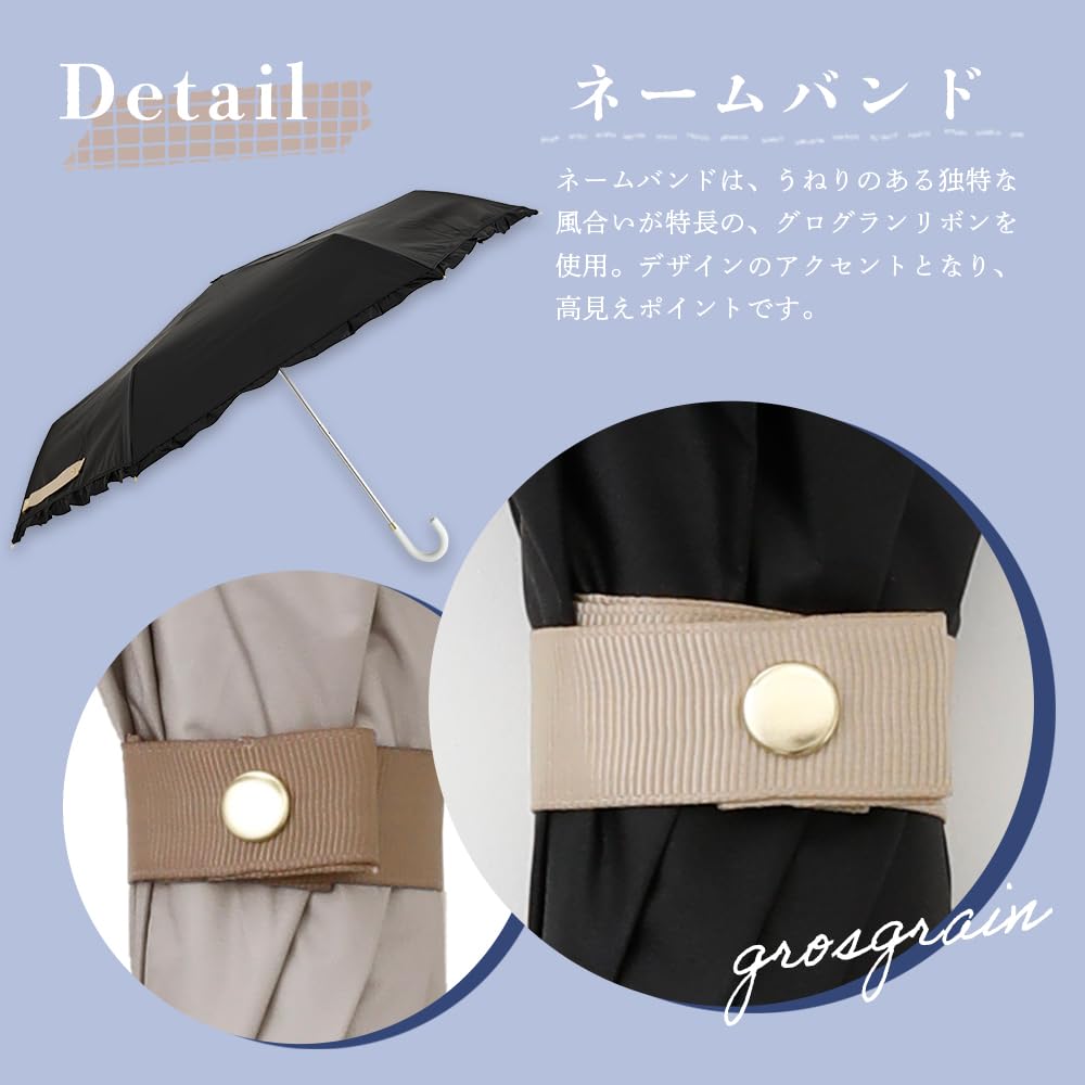 Ogawa Folding UV Suitable for Rain or Frilled Perfect Gift for or any other special LINEDROPS 57439 Women's Parasol, 99.9% Protection, White, Shine,