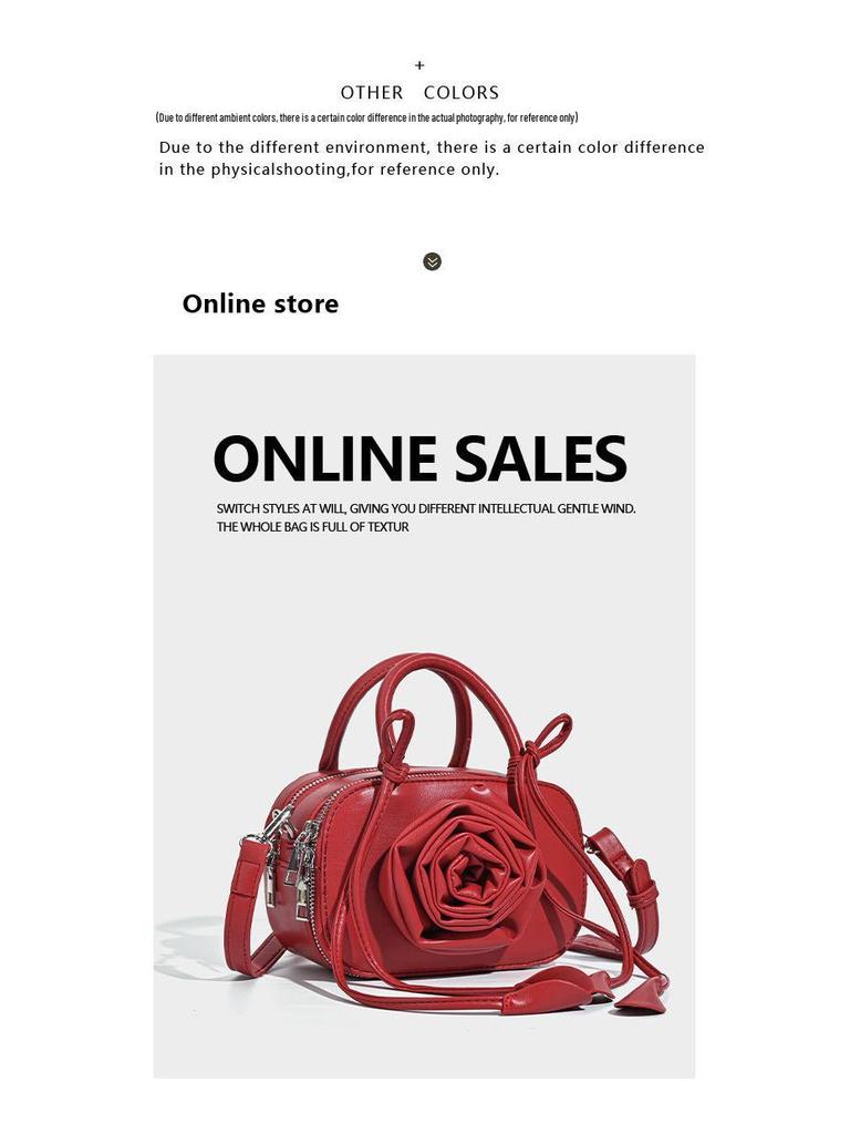 2025 Dames 3D Roos Handtas: Modieuze Veelzijdige Crossbody- & Schoudertas