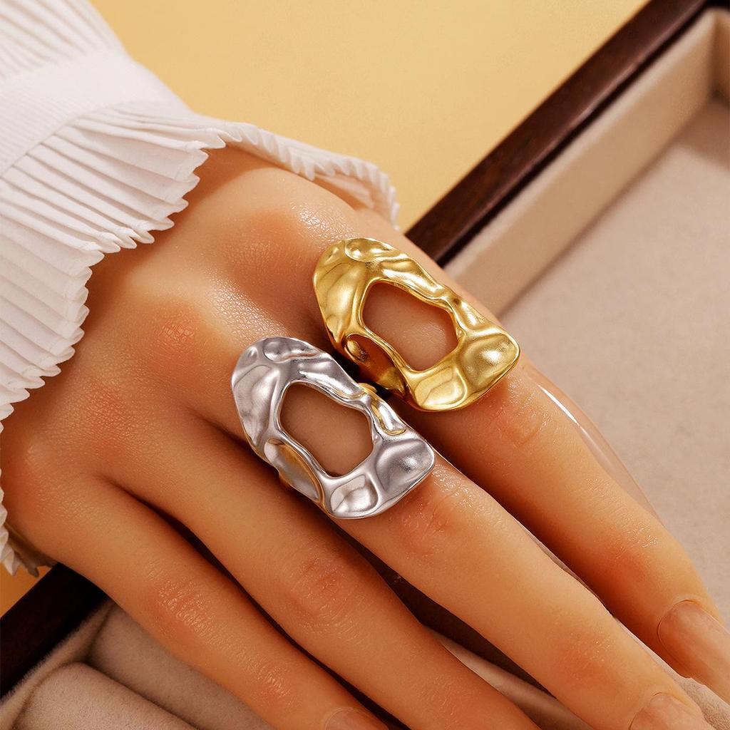 Women's Baroque Style Stainless Steel Geometric Oval Ring