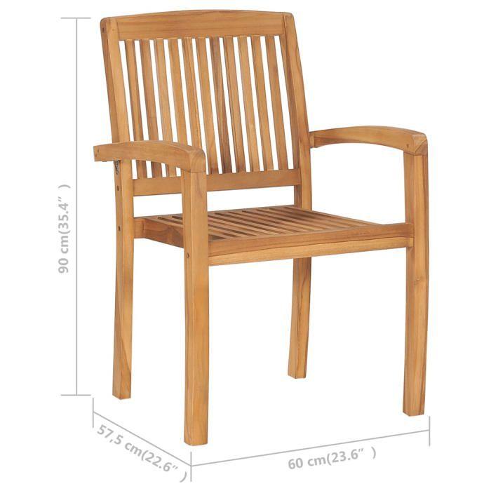 Stackable Garden Chairs with Cushions, vidaXL 6 Pcs, Solid Teak