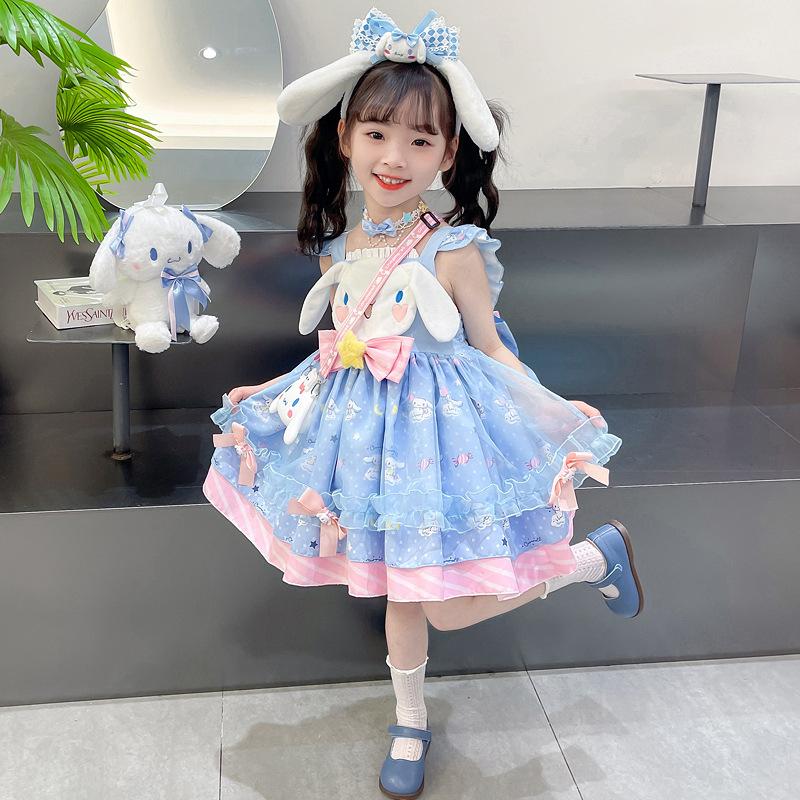 

Платье принцессы в стиле Лолиты для девочек Melody, летнее платье с юбкой-фонариком на бретелях, сладкое платье для девочек Baoyu Guigou 130