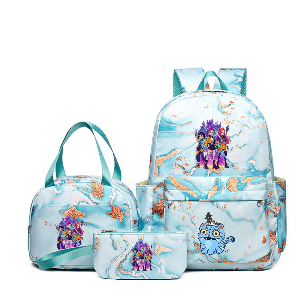 KPOP Oxford Cloth 3 Piece Set School Backpack with Lunch Bag and Pencil Case for Kids