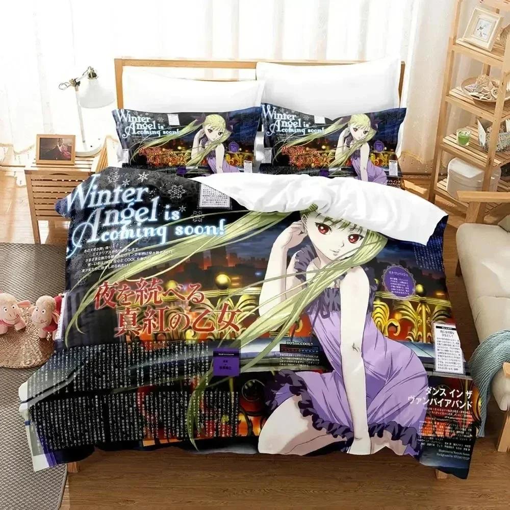 3D Anime Dance In The Vampire Bund Printed Bed Set Duvet Cover Pillowcase Bedding Set Bed Linen Sheet Quilt Full Queen King Size
