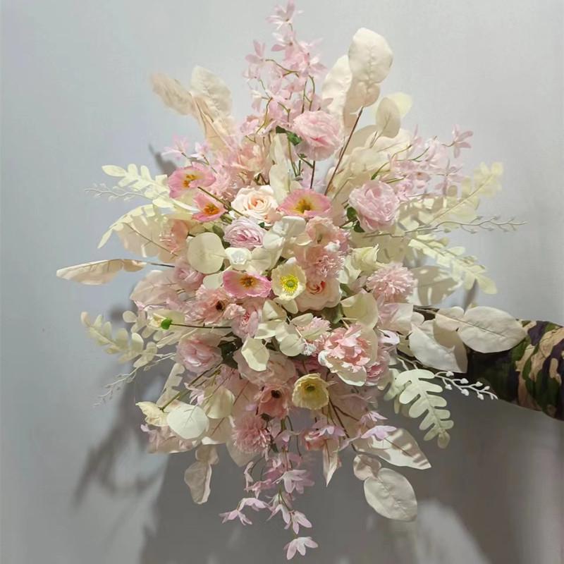 Triangular Silk Flower Wedding Arch Arrangement for Reception Background