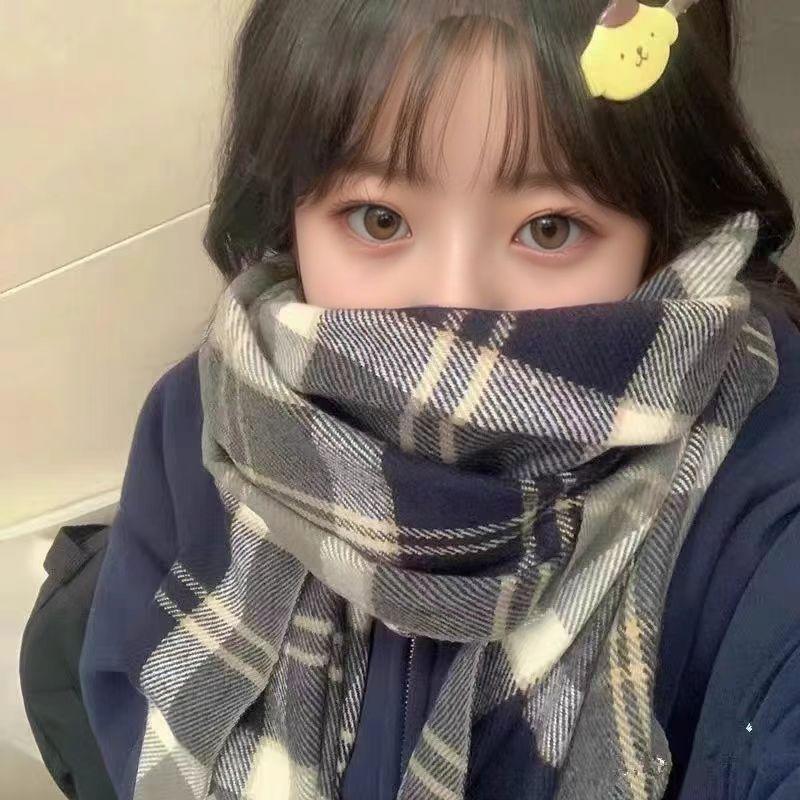 Winter new fashion versatile scarf thickened warm versatile shawl fresh literary plaid scarf