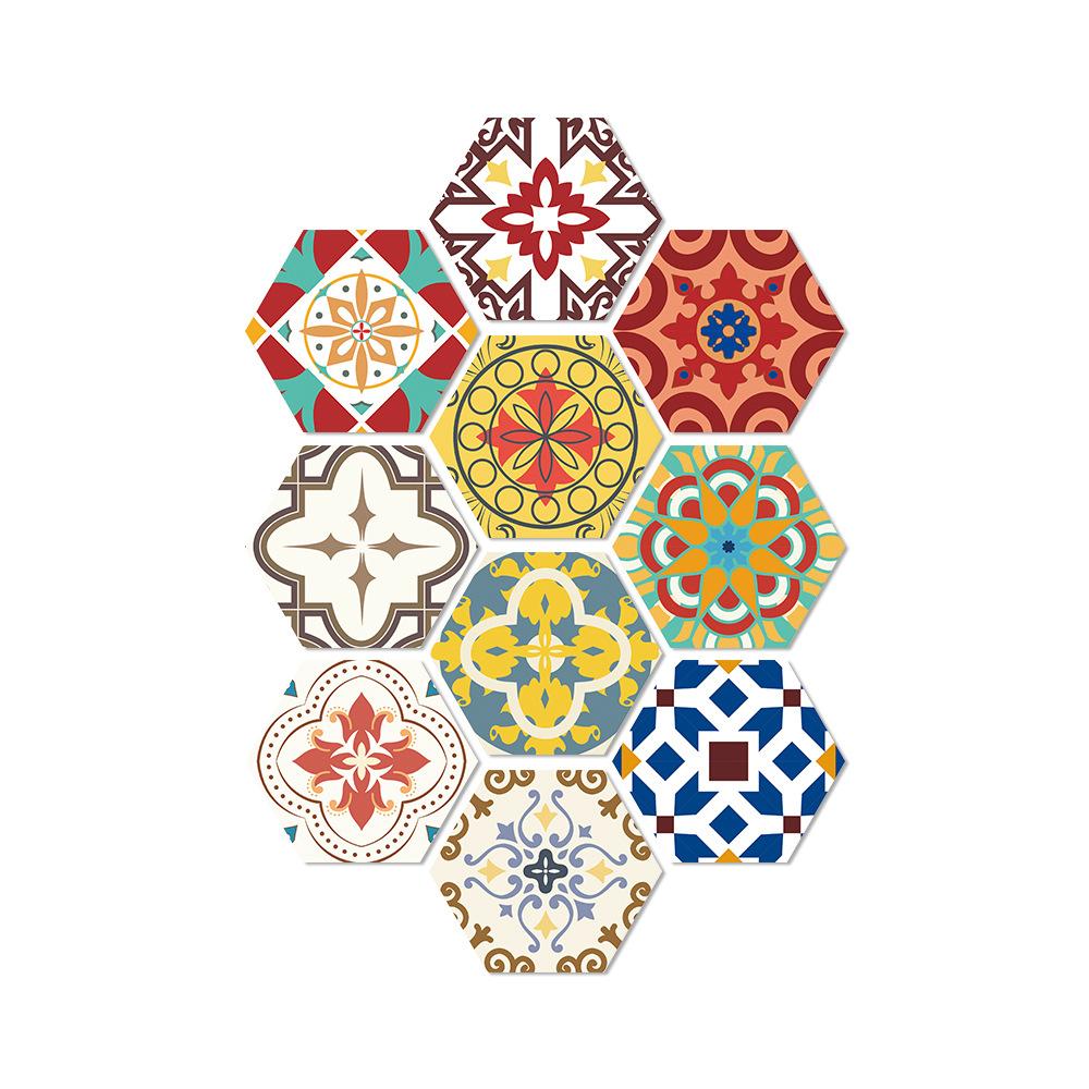 10Pcs Hexagon Floor Stickers PVC Self Adhesive Waterproof and Slip-resistant Wall Sticker For Bathroom Kitchen Wall Ground Decal
