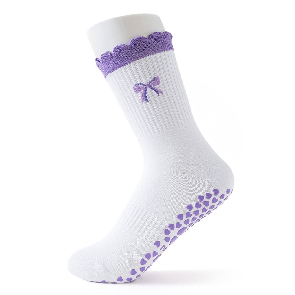 Cotton Yoga Socks Harajuku Street Bowknot Embroidery Socks New Mid Tube Socks