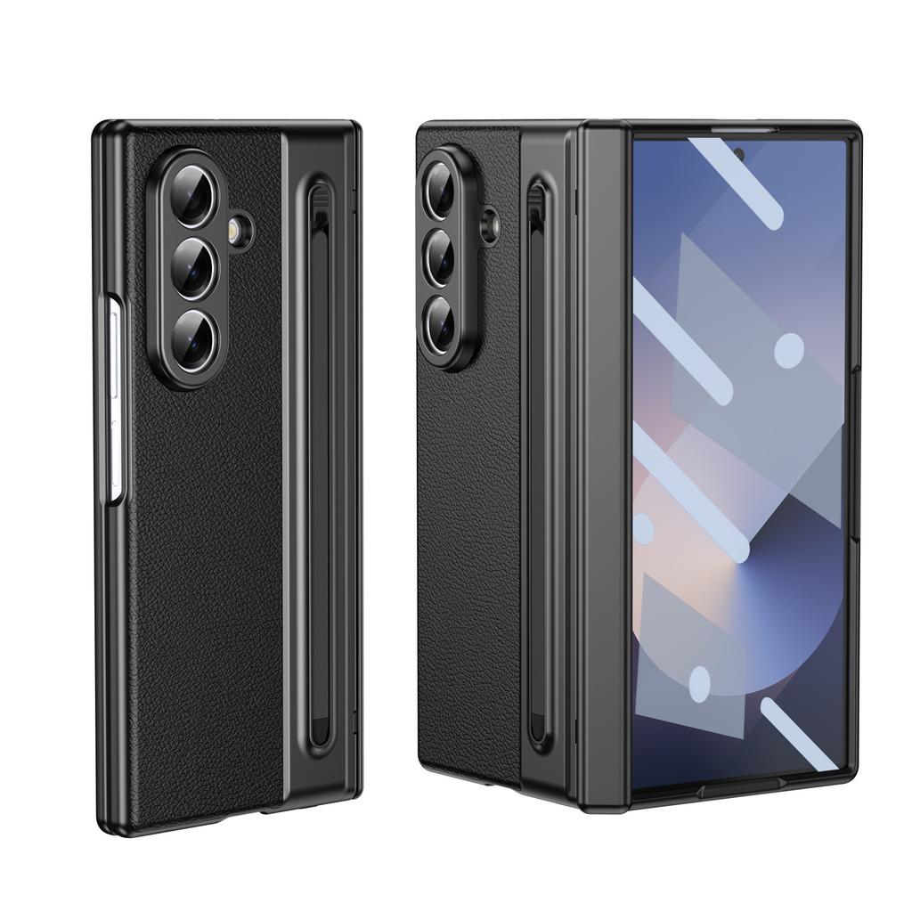 leather Case for Samsung Galaxy Z Fold 8 Ultra ZFold 7 6 5 4 3 W25/Fold SE(Slim) Hinge Protection Shell with Screen Film&pen