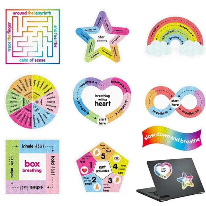 Calm Strips 24 stuks Motiverende Stickers Anti Stress Tactiele Ruwe Strips Waterdichte Esthetische Regenboog Stijl Gestructureerde Stickers
