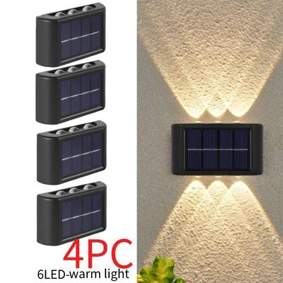 6 LED Solar Wandleuchte im Freien wasserdichte Balkon Wandleuchten für Hof Straße Landschaft Garten Dekor Lampe Solar Außenwandleuchte