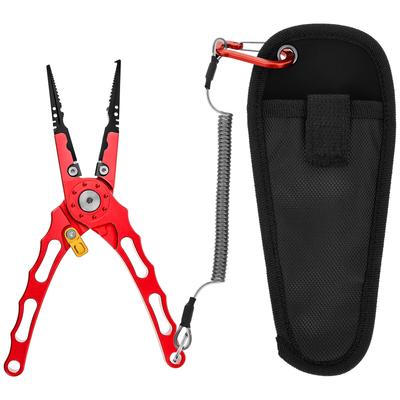Fishing Pliers Multi Functional Split Ring Pliers with Safety Lock Saltwater Resistant Hook Remover Cutter Fishing Gear