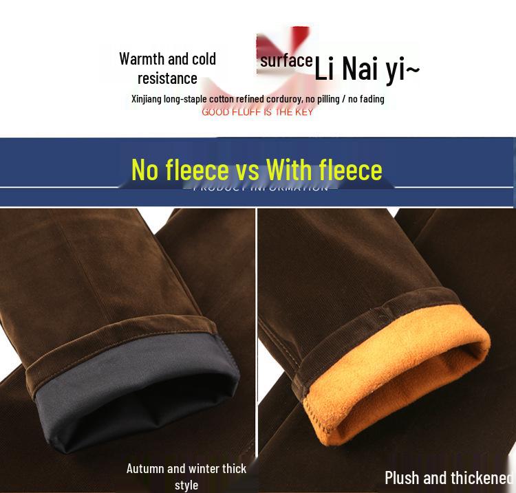 Men's High Waist Corduroy Pants – Autumn/Winter Casual Straight-Leg Trousers for Middle-Aged Men
