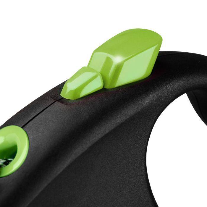 Laisse Enrouleur - Flexi - FU22C5-251-S-CG - 5m - Noir/Vert - Pour Chiens Jusqu'à 20kg