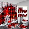 Marry Christmas Shower Curtain Red Drawf Printed Waterproof Polyester Bath Curtain For New Year Christmas Bathroom Decoration