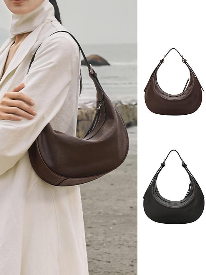 Celebrity Style Minimalist Sheepskin Crescent Hobo Crossbody Shoulder Bag for Women