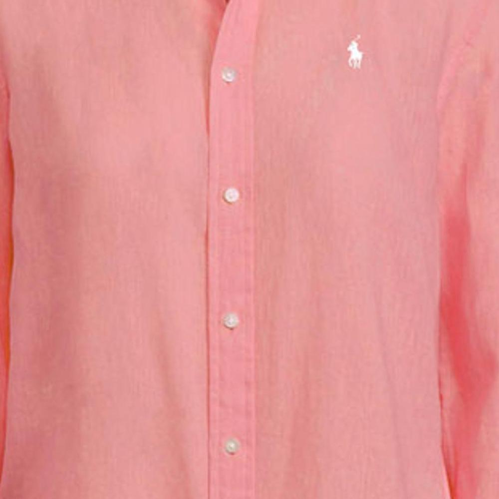 Polo Ralph Lauren Solid Color Logo Embroidered Single-Breasted Long Sleeve Shirt Women Shirts Pink 211867454-020