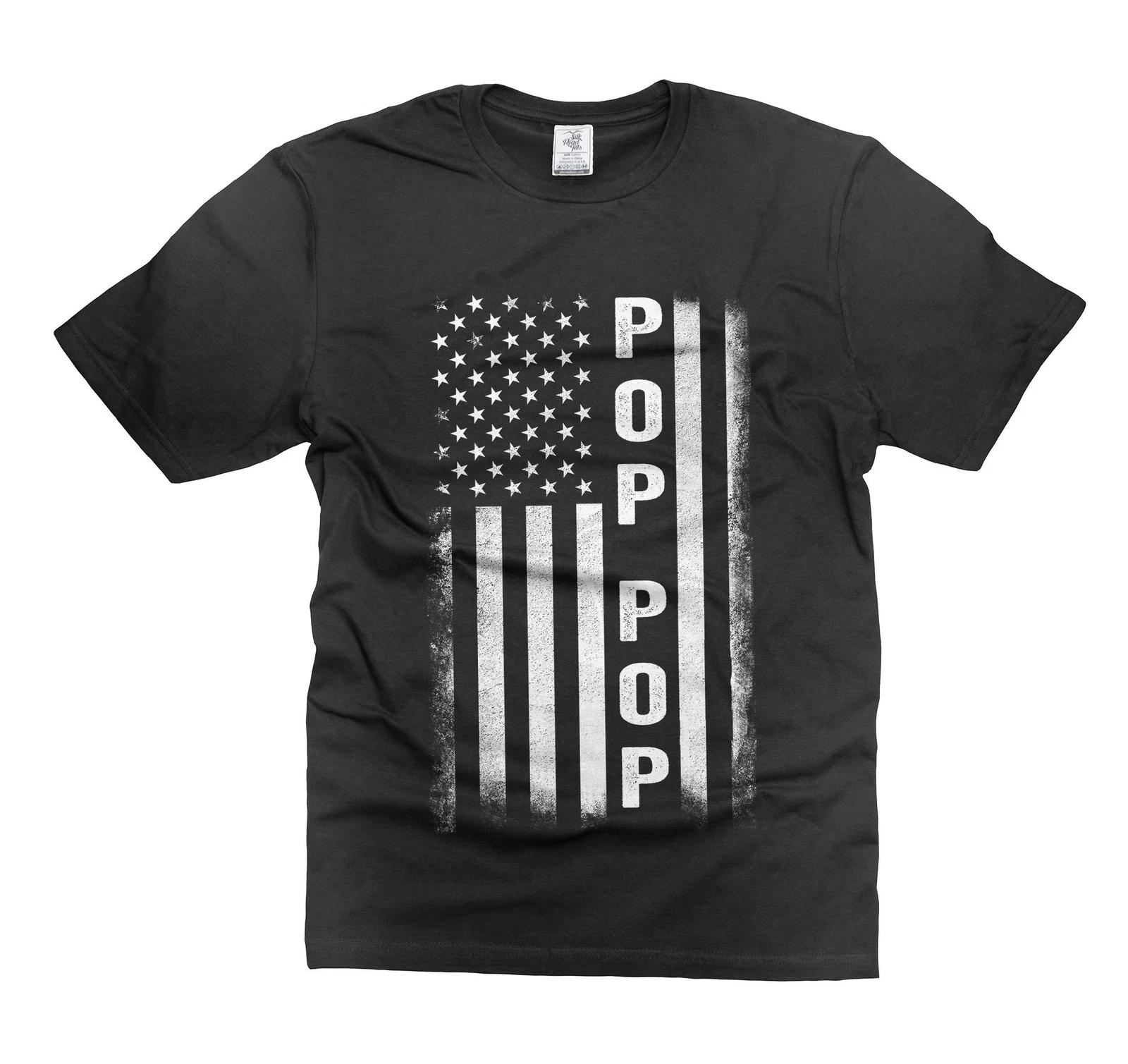 Mens Pop Pop T-shirt 4th Of July Patriotic Shirt Grandpa Grandfather USA tee S